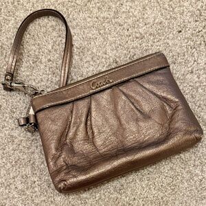 Coach Metallic Brown Wristlet
